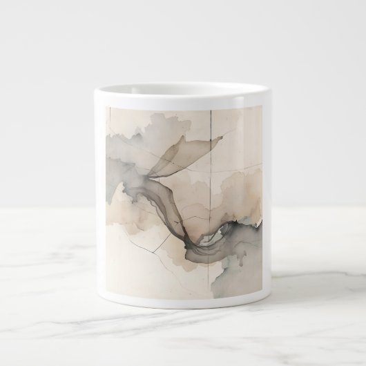 "Broken Grid" Japandi Linen Pattern | Faded Wabi-S Jumbo-Tasse (Vorderseite)