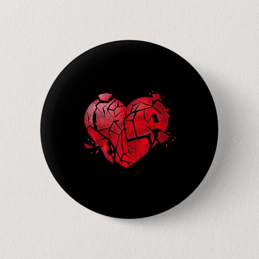 Broken Heart Anti Valentines Day Button (Vorderseite)