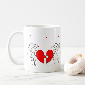 Broken Heart Couple Sad Love Cartoon Valentine Kaffeetasse
