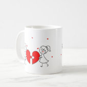 Broken Heart Couple Sad Love Cartoon Valentine Kaffeetasse (Vorderseite Links)