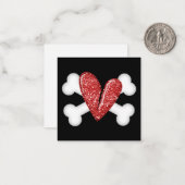 Broken Heart & Crossbones Mitteilungskarte (Vorderseite/Rückseite Beispiel)