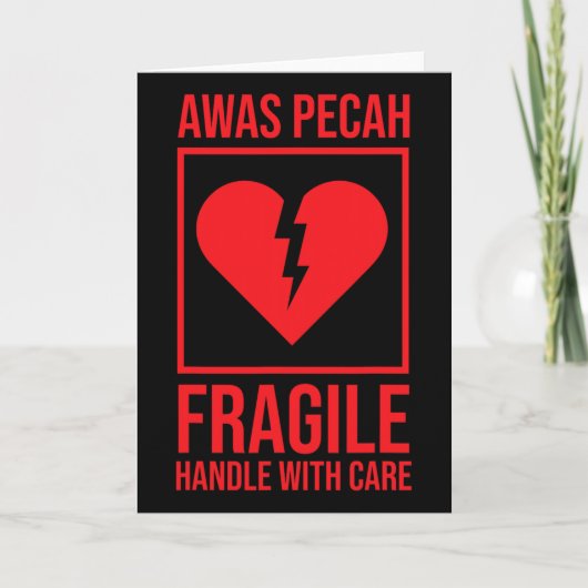 Broken Heart Fragile Handle With Care Shirt Edgy V Karte (Vorderseite)