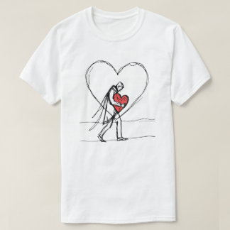 Broken Heart Love Silhouette Emotional Art T-Shirt