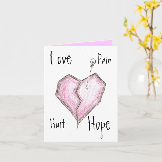 Broken Heart Note Card Karte (Gelbe Blume)
