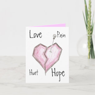 Broken Heart Note Card Karte