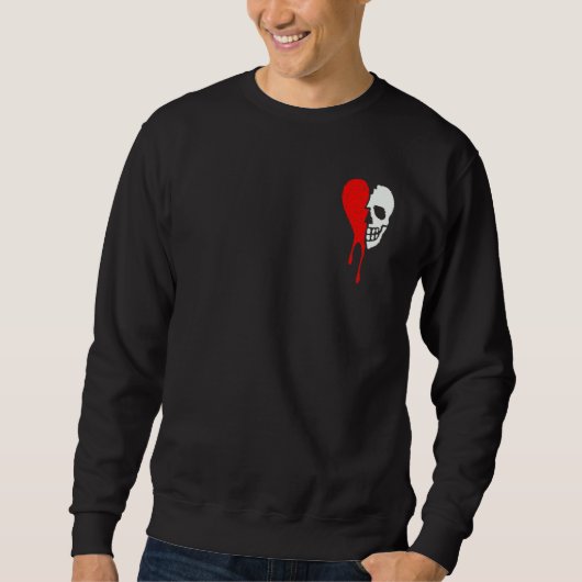 Broken Heart Read Drip Embroidered and Skull Confu Sweatshirt (Vorderseite)