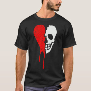 Broken Heart Read Tropfen bestickt und Skull Confu T-Shirt