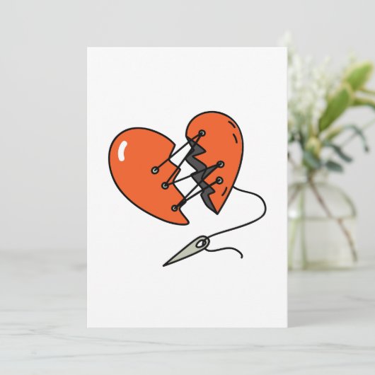 Broken Heart Red Einladung (Stehend Vorderseite)