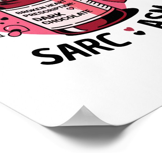 Broken Heart Rx Dark Chocolate Editable Valentine Poster (Ecke)