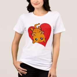 Broken Heart Sad Kawaii Valentine Kitty Cat Tri-Blend Shirt