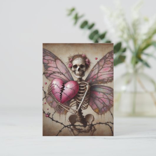 Broken Heart Skeleton Fairy Postkarte (Stehend Vorderseite)