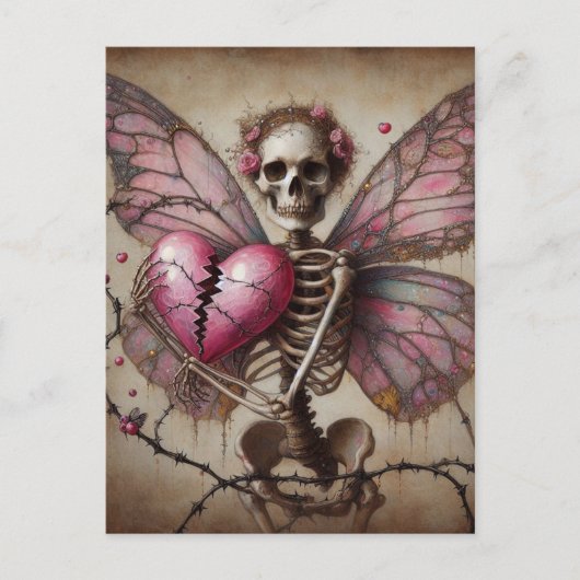 Broken Heart Skeleton Fairy Postkarte (Vorderseite)