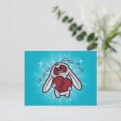 Broken Hearted Bunny (blau) Postcard Art Postkarte (Stehend Vorderseite)