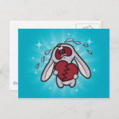 Broken Hearted Bunny (blau) Postcard Art Postkarte (Vorne/Hinten)