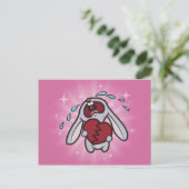 Broken Hearted Bunny (Pink) Postcard Art Postkarte (Stehend Vorderseite)