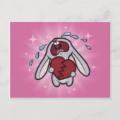Broken Hearted Bunny (Pink) Postcard Art Postkarte (Vorderseite)