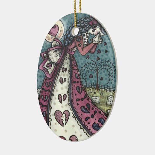 BROKEN HEARTED WOPING VALENTINE, FRIEDHOF GOTH KERAMIK ORNAMENT (Links)