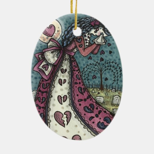 BROKEN HEARTED WOPING VALENTINE, FRIEDHOF GOTH KERAMIK ORNAMENT (Hinten)