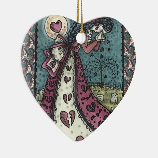 BROKEN HEARTED WOPING VALENTINE, FRIEDHOF GOTH KERAMIK ORNAMENT (Rechts)
