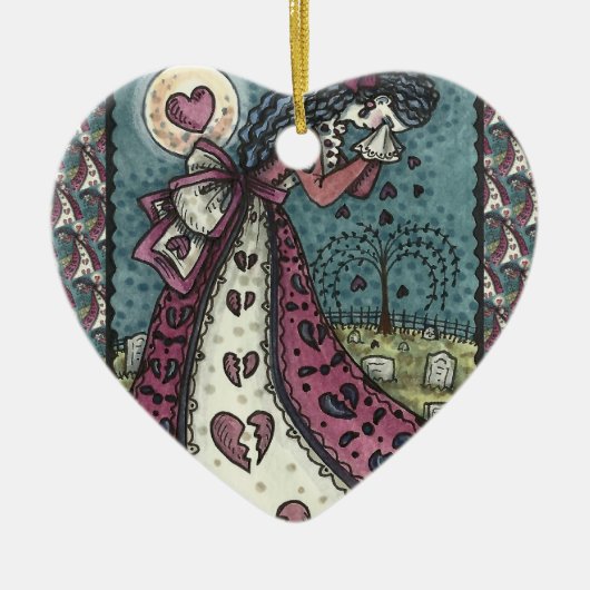 BROKEN HEARTED WOPING VALENTINE, FRIEDHOF GOTH KERAMIK ORNAMENT (Vorne)