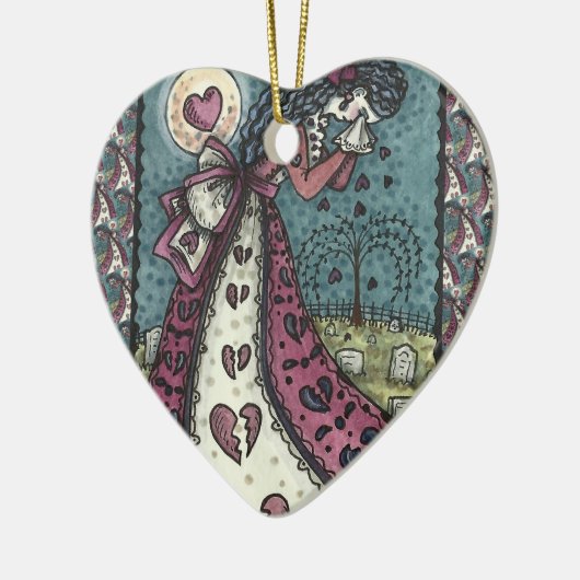 BROKEN HEARTED WOPING VALENTINE, FRIEDHOF GOTH KERAMIK ORNAMENT (Links)