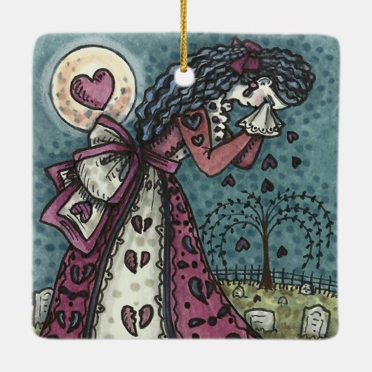 BROKEN HEARTED WOPING VALENTINE, FRIEDHOF GOTH KERAMIKORNAMENT (Rückseite)
