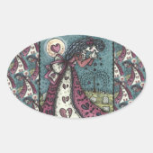 BROKEN HEARTED WOPING VALENTINE, FRIEDHOF GOTH OVALER AUFKLEBER (Vorderseite)