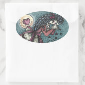 BROKEN HEARTED WOPING VALENTINE, FRIEDHOF GOTH OVALER AUFKLEBER (Tasche)