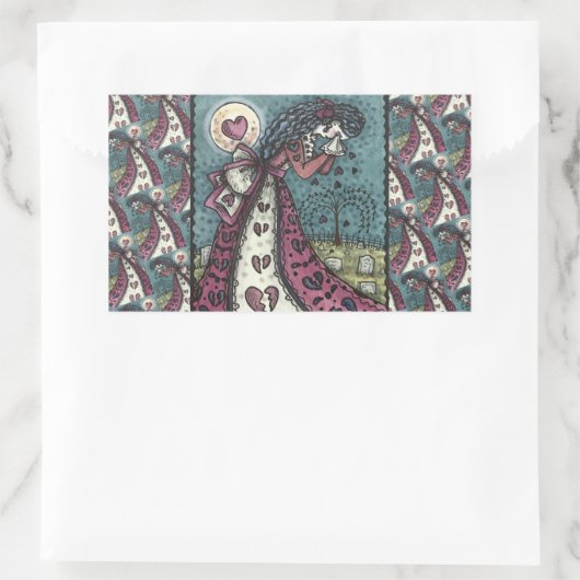 BROKEN HEARTED WOPING VALENTINE, FRIEDHOF GOTH RECHTECKIGER AUFKLEBER (Tasche)