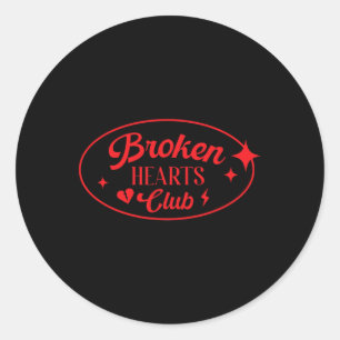 Broken Hearts Club Valentinstag Retro Alternative  Runder Aufkleber