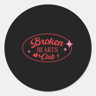 Broken Hearts Club Valentinstag Retro Alternative  Runder Aufkleber
