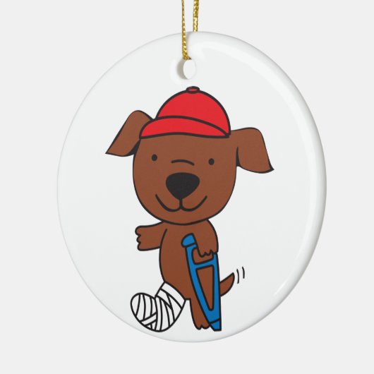 Broken Leg Dog Keramik Ornament (Links)