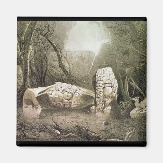 Broken Mayan idol in Copan, Guatemala Magnet (Vorne)