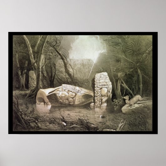 Broken Mayan idol in Copan, Guatemala Poster (Vorne)