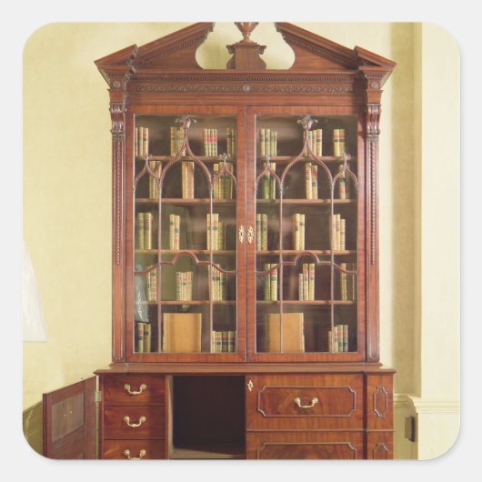 Broken pedimensional bureau bookcase quadratischer aufkleber (Vorderseite)