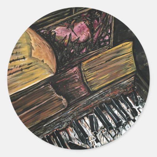 Broken Piano Runder Aufkleber (Vorderseite)