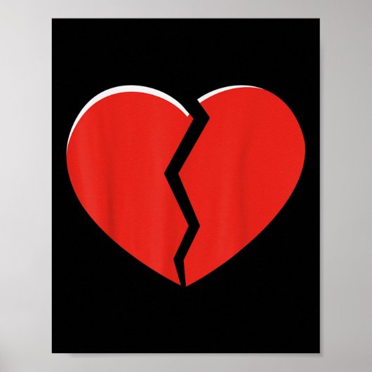Broken Red Heart Valentinstag Funny Heart Design Poster (Vorne)