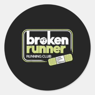 Broken Runner Running Club Rückschläge in C Runder Aufkleber