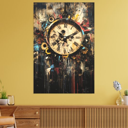 Broken Time Contemporary Expressionist Artwork Leinwanddruck (Insitu (Wohnzimmer))