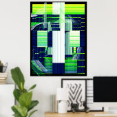 Broken Tv Glitch Art Poster (Heimbüro)