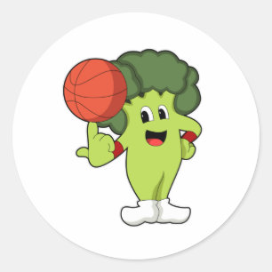 Brokkoli bei Basketball-Sportarten Runder Aufkleber