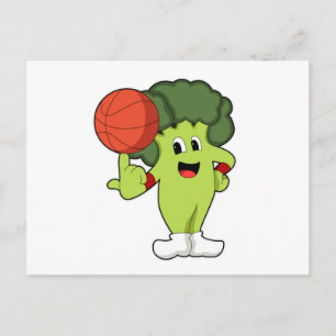Brokkoli beim Basketball-Sport Postkarte