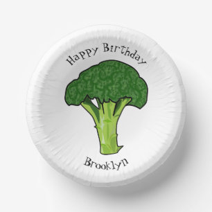 Brokkoli Cartoon-Illustration Pappteller
