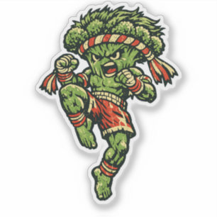 Brokkoli Muay Thai — Vintage Retro Street Fighter  Aufkleber