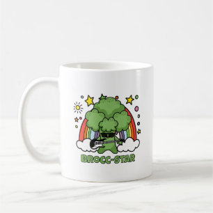 Brokkoli spielt Gitarre, Brocc Star und Regenbögen Kaffeetasse