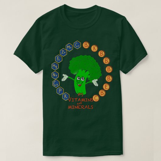 Brokkoli Vitamine und Mineralstoffe, Niedliche Veg T-Shirt (Design vorne)