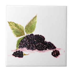 Brombeer-Brombeeren Früchte Aquarell Fliese