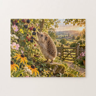Brombeer-Garten-Igel-Design Puzzle