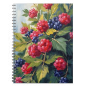 Brombeer-Strauch Himbeeren Wasserfarbe Obst Notizblock (Vorderseite)