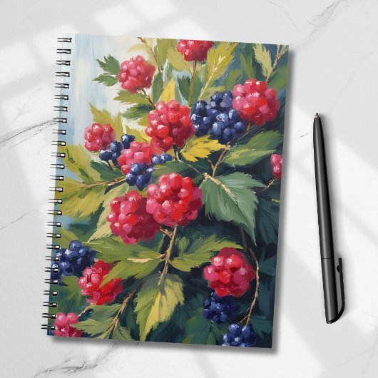 Brombeer-Strauch Himbeeren Wasserfarbe Obst Notizblock